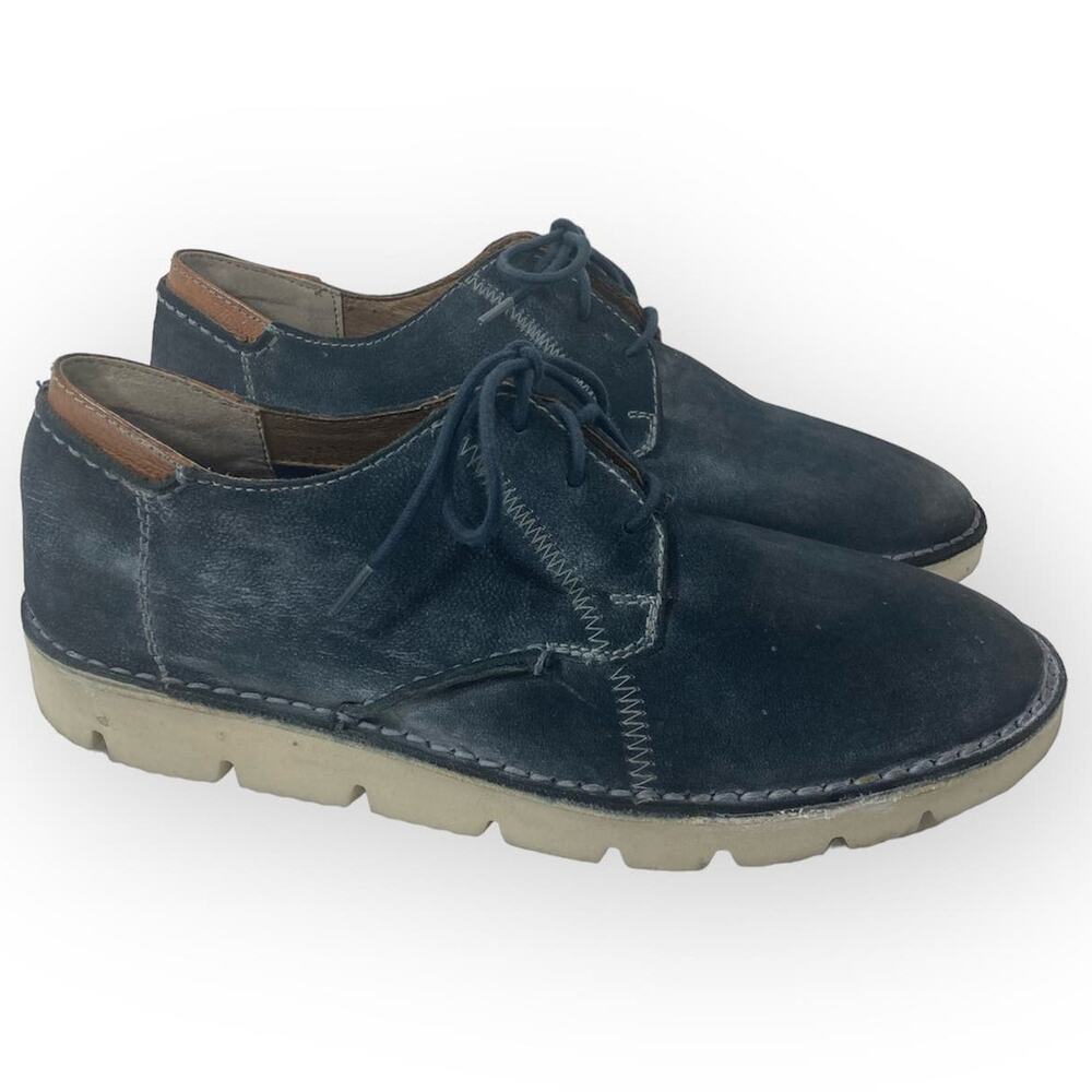 Roan Bed Stu Heaton Oxford, Mens sz 10 casual distressed slate gray leather shoe